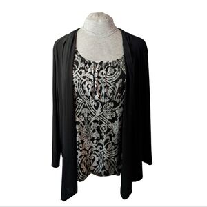 *3 for $30* Elegant Black and White Blouse With Attatched Cardigan